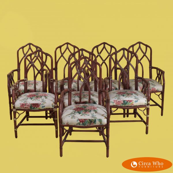 Set of 8 McGuire Arm Chairs