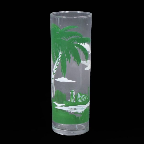 Set of 8 Vintage Midcentury Tiki Palm Tree Glasses