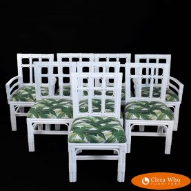 Set of 8 White Geometrical Chairs