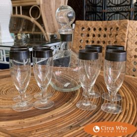 Silver Rimmed Glasses with decanter