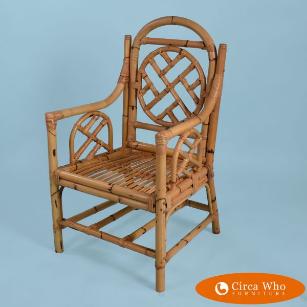 Single Bamboo Rattan Arm Chair