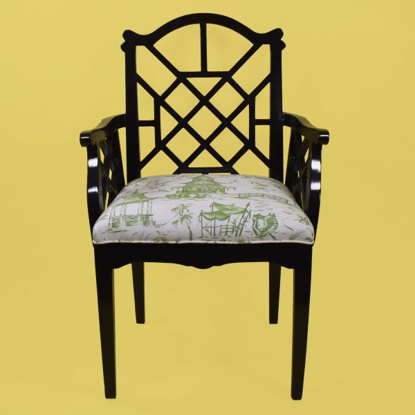 Single Black Fretwork Pagoda Chair by Henredon