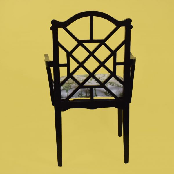 Single Black Fretwork Pagoda Chair by Henredon