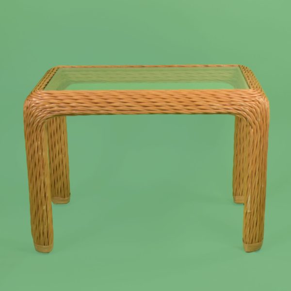 Single Braided Rattan Rectangular Side Table