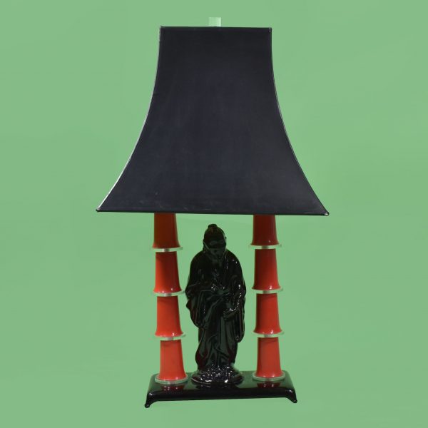 Single Chinoiserie Lucite Lamp With Figure