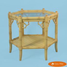Single Faux Bamboo Hexagonal Side Table