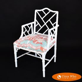 Single Faux Bamboo White Chippendale Chaii