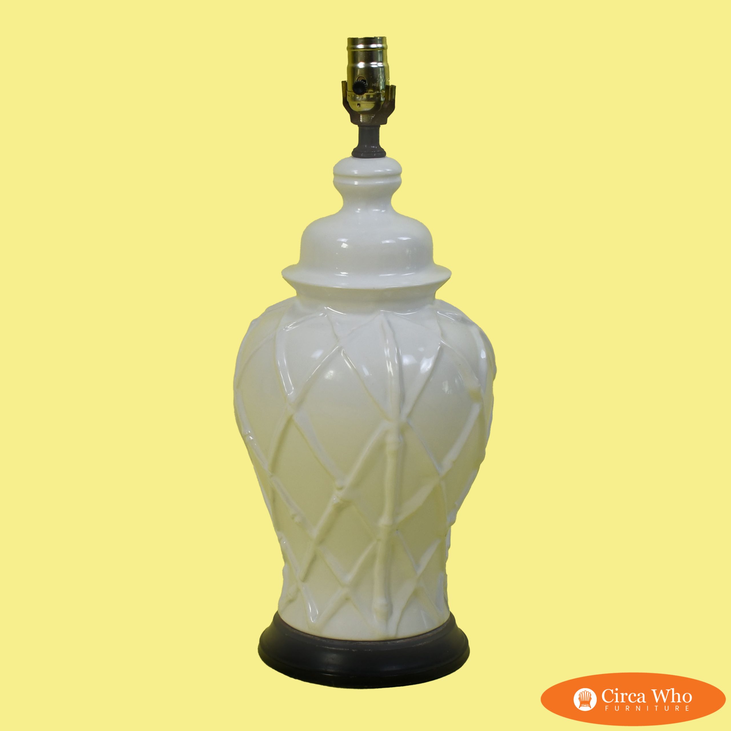 Single Faux Bamboo White Table Lamp