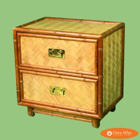 Single Faux Bamboo Wrapped Rattan Nightstand