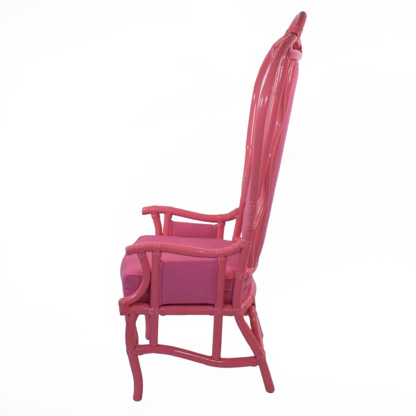 Single High-back Rattan Pink Throne Chair