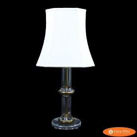 Single Lucite and Brass Table Lamp