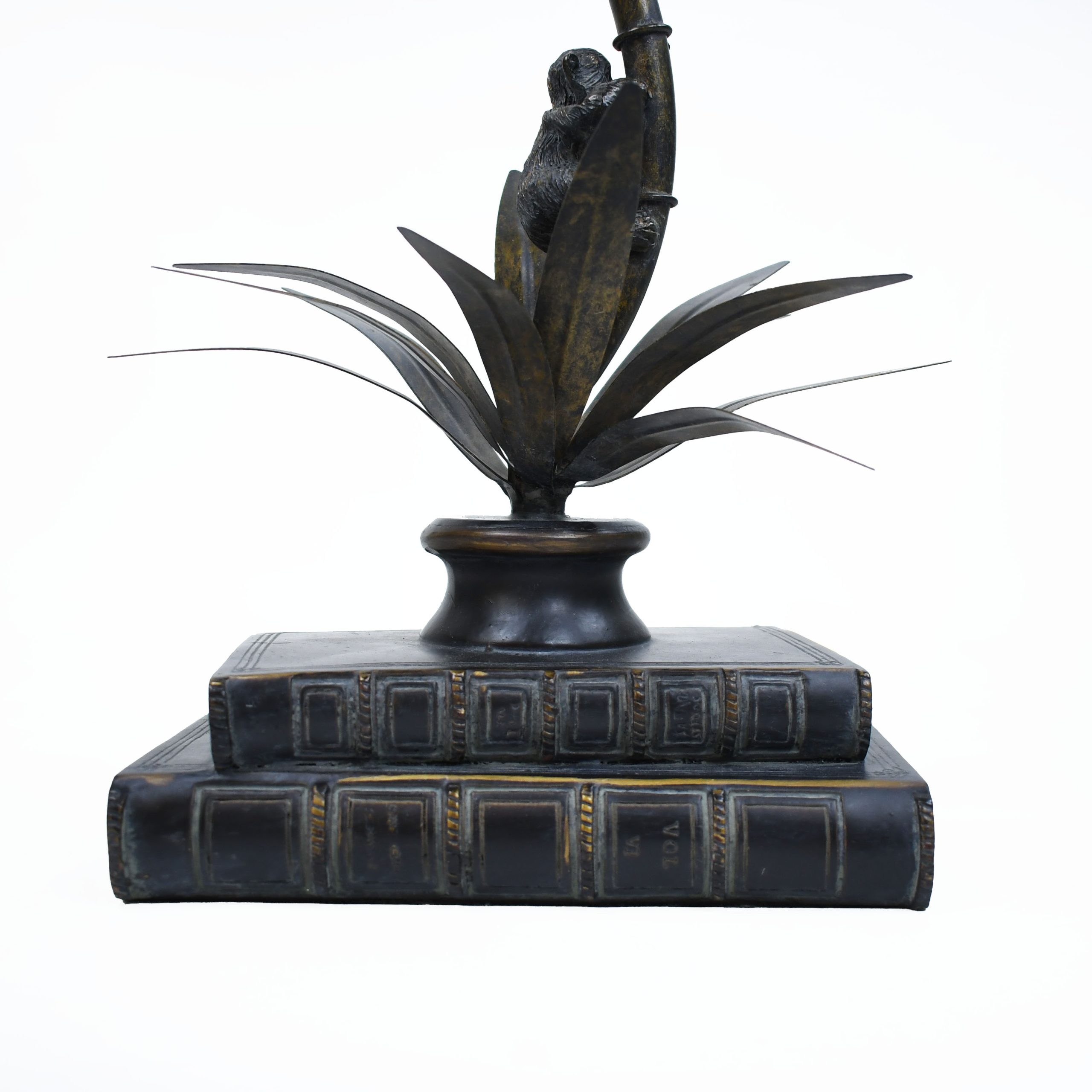 Single Palm Tree Books and Monkeys Table Lamp