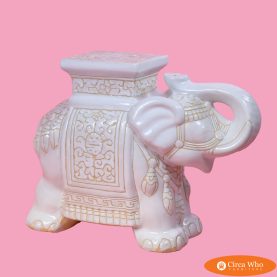 Single White Elephant Garden Seat