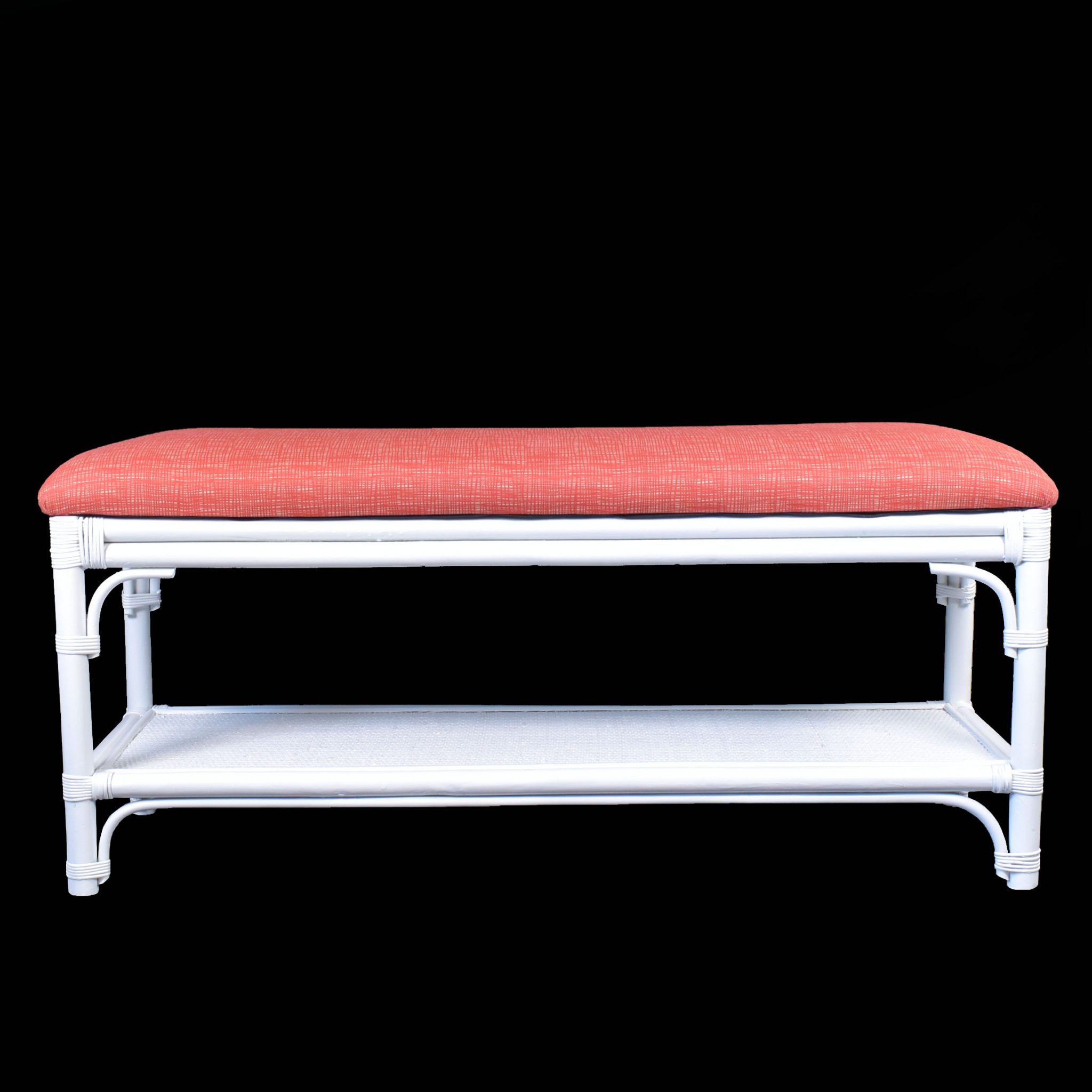 Single White Rattan Bench Circa Who