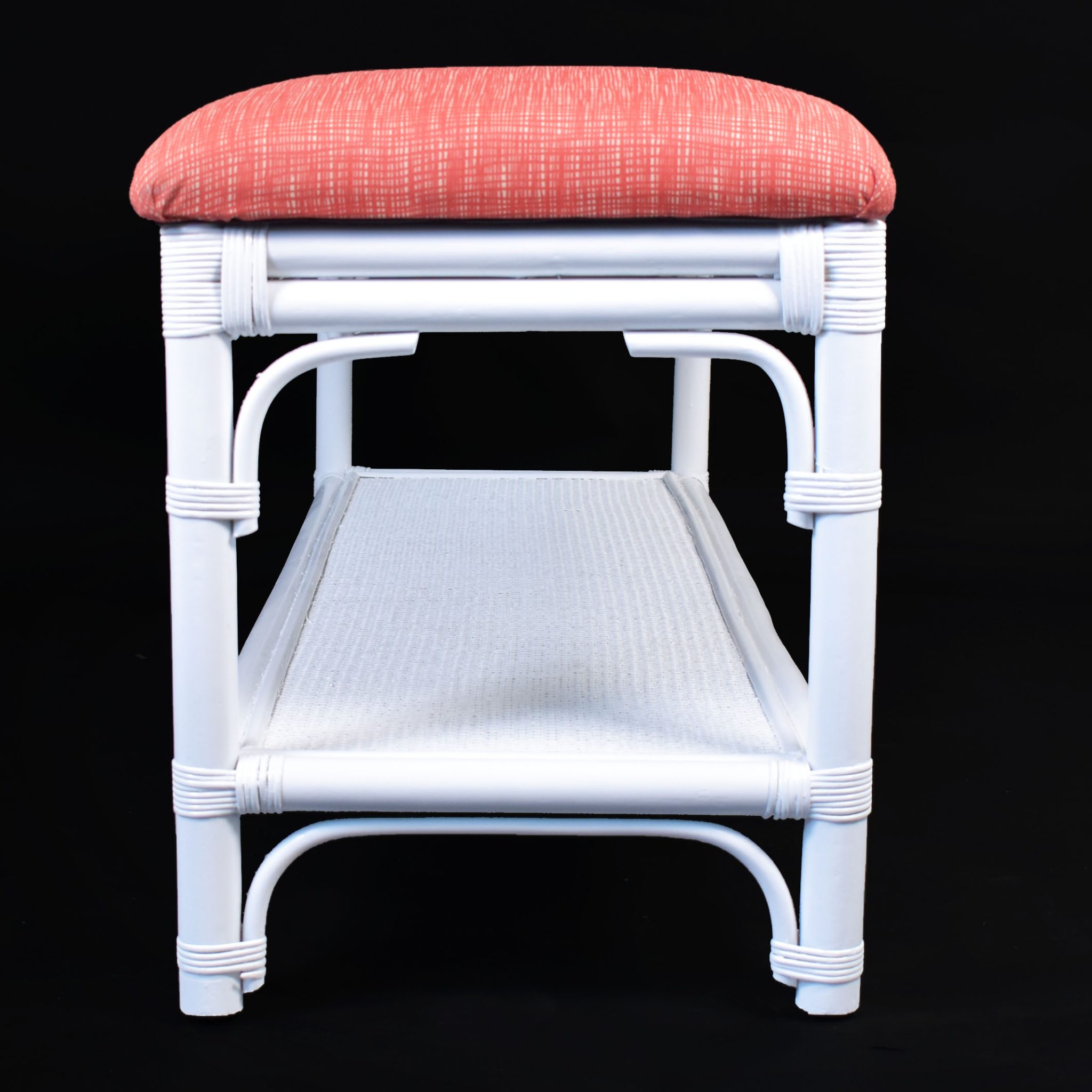 Single White Rattan Bench Circa Who