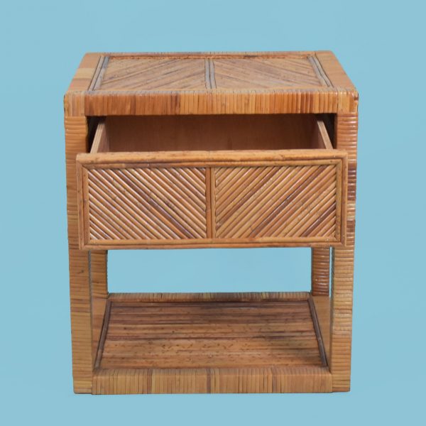 Single Wrapped Rattan Pencil Reed Nightstand