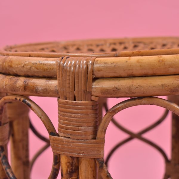 Small Burnt Bamboo and Cane Table