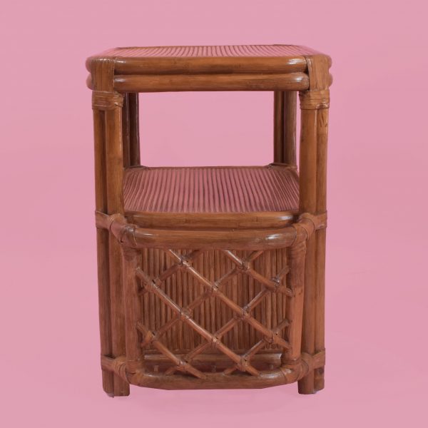Small Rattan Fretwork Table With Magazine Rack