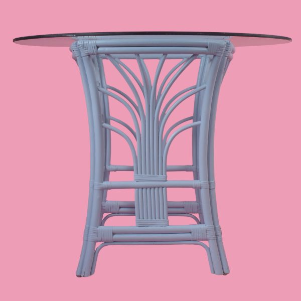 Soft Blue Rattan Dining Table