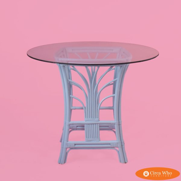 Soft Blue Rattan Dining Table