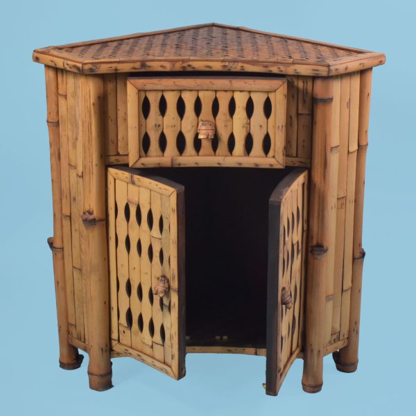 Split Bamboo Corner Nightstand