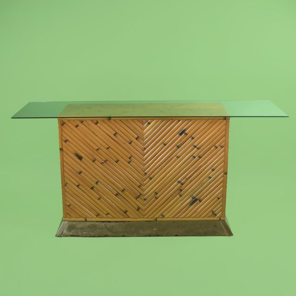 Split Bamboo and Brass Console Table