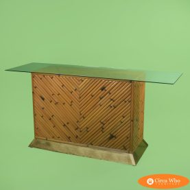 Split Bamboo and Brass Console Table