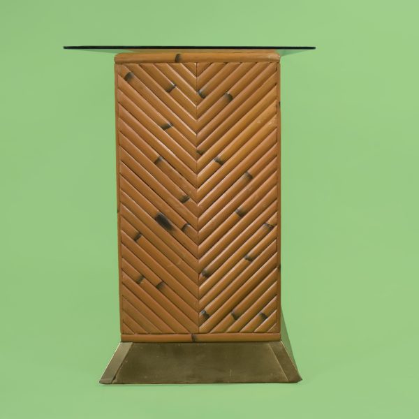 Split Bamboo and Brass Console Table