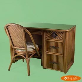 Split Rattan Desk With Chair