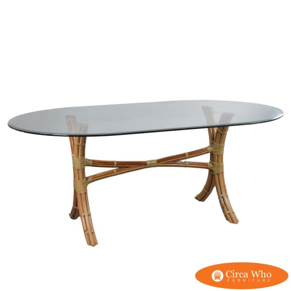 Split Rattan Organic Oval Dining Table