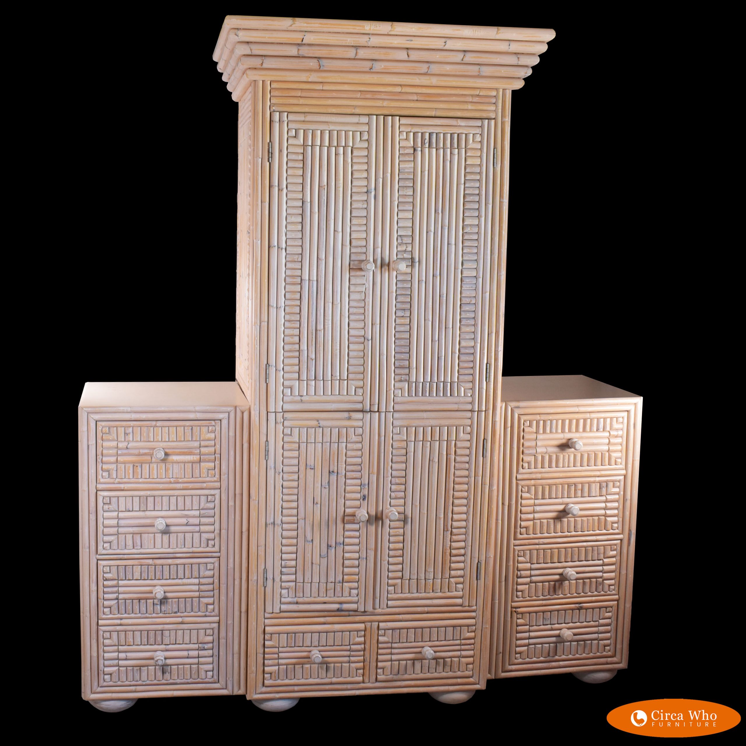 Split Rattan Tall Cabinet/Dresser