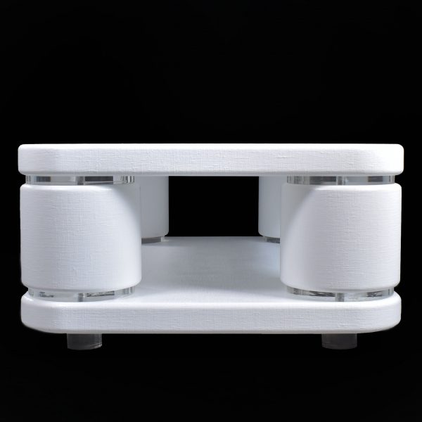 Springer Style White Linen Wrapped and Lucite Coffee Table