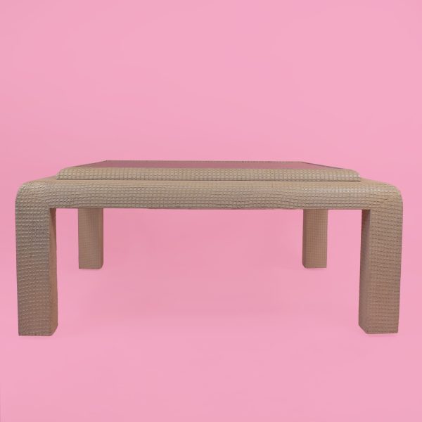 Square Grasscloth Pagoda Coffee Table