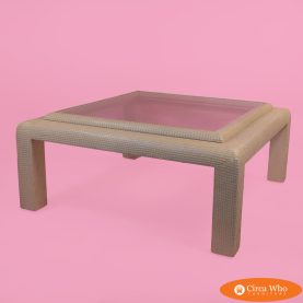 Square Grasscloth Pagoda Coffee Table