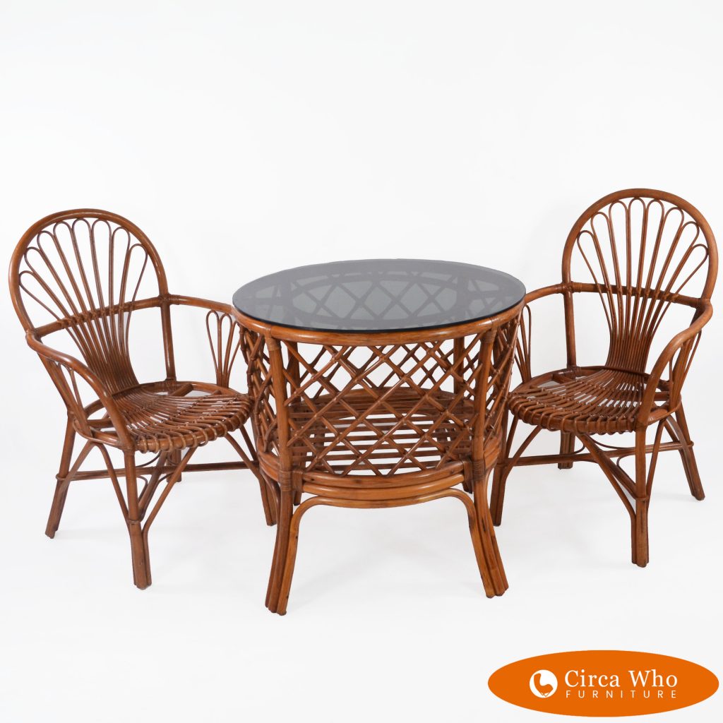 Rattan Table W  2 Chairs 