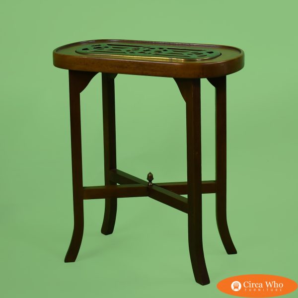 Teak and Brass Occasional Table