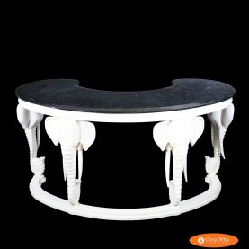 Tessellated Stone Elephant Kidney Shaped Desk