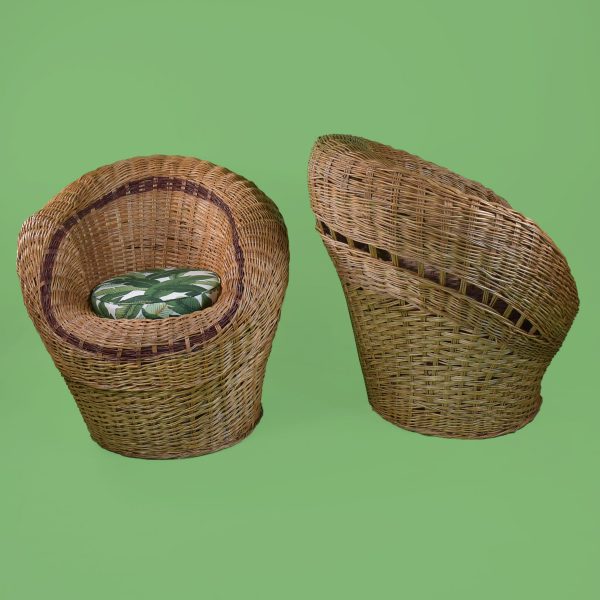 The King and Queen Vintage Woven Rattan Egg Chairs