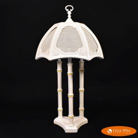 Three Stem Lamp With Cane Shade