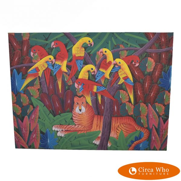 Tiger and Macaws Haitian Paint