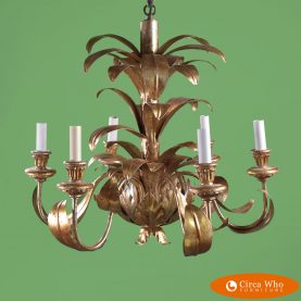 Tole Palm Frond Chandelier