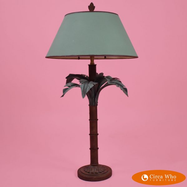 Tole Palm Table Lamp