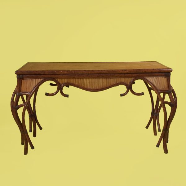 Tortoise and Split Bamboo Console Table By Maitland Smith