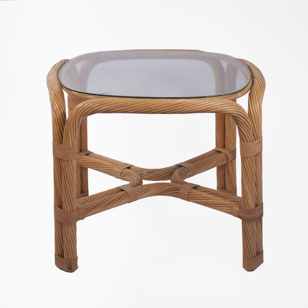 Twisted Rattan End Table Circa Who