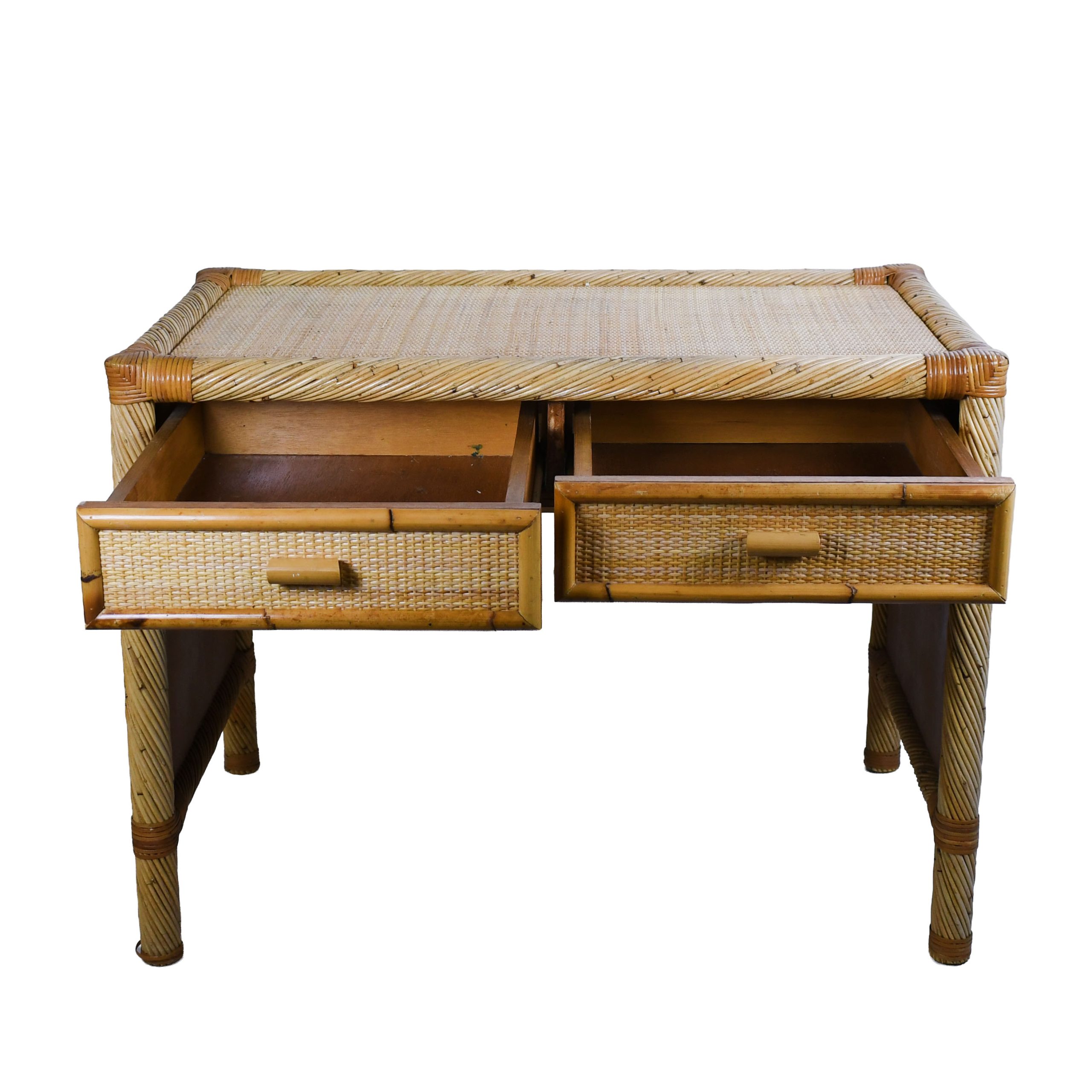 Twisted Rattan and Cane Desk Attributed to Bielecky Brothers