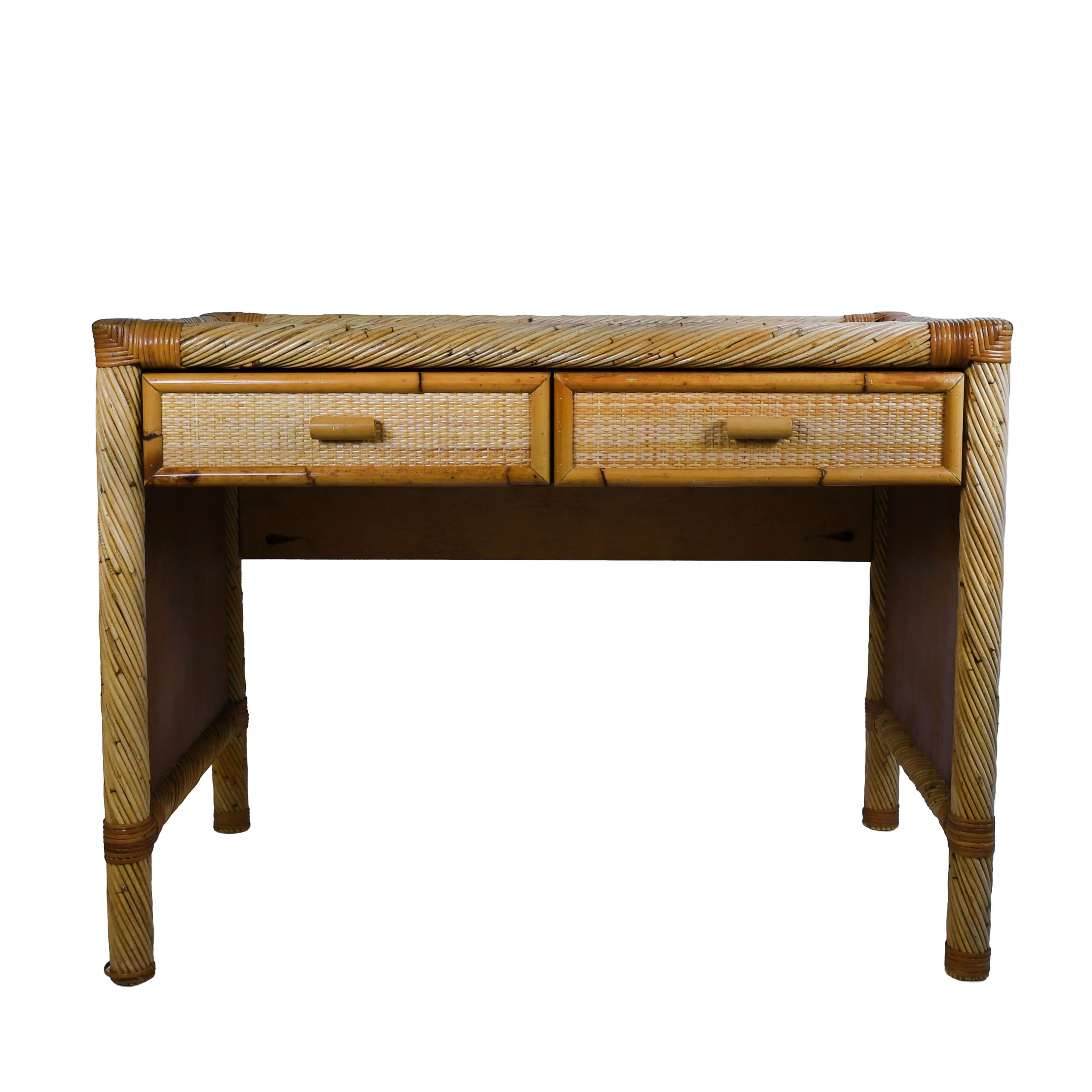 Twisted Rattan and Cane Desk Attributed to Bielecky Brothers