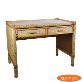 Twisted Rattan and Cane Desk Attributed to Bielecky Brothers