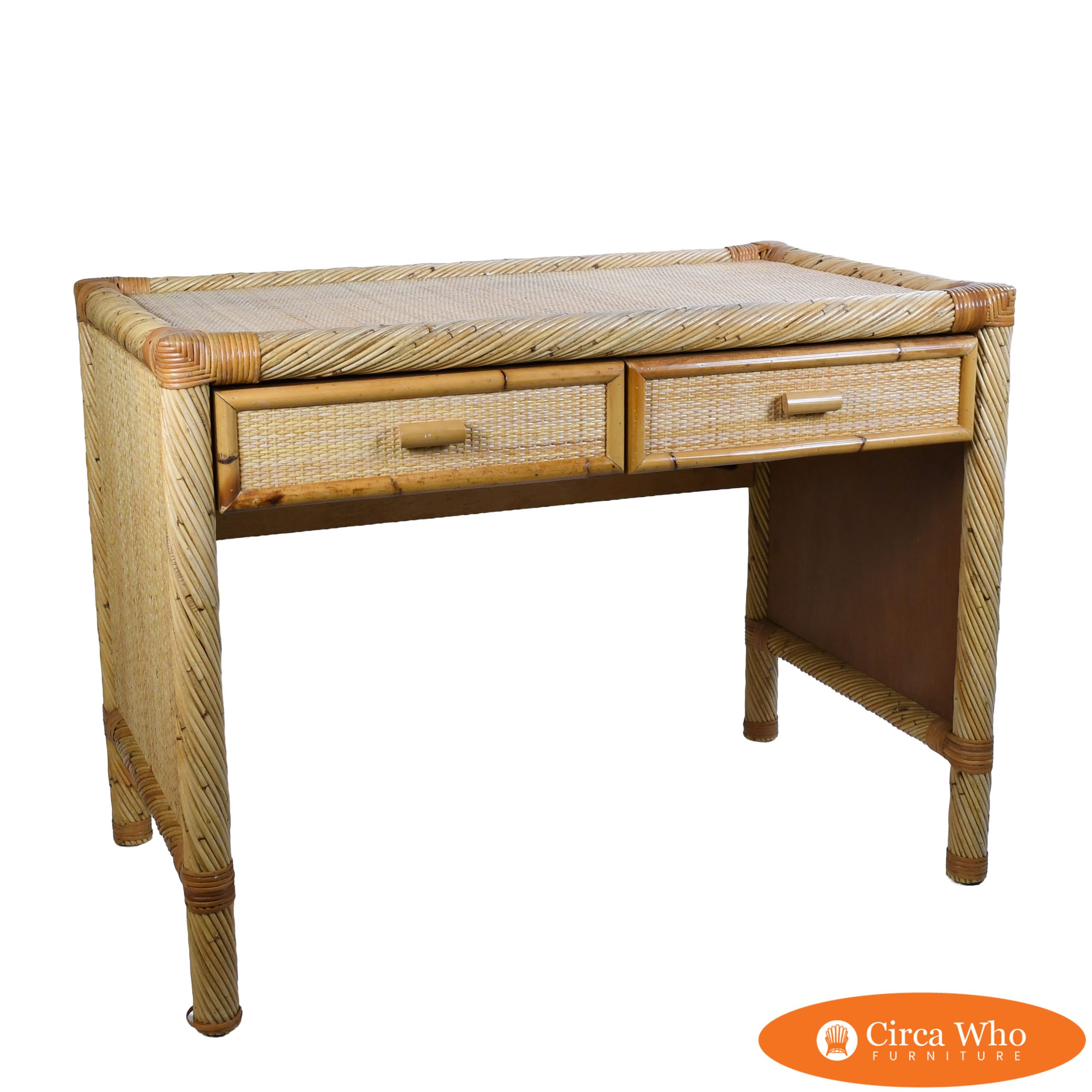 Twisted Rattan and Cane Desk Attributed to Bielecky Brothers