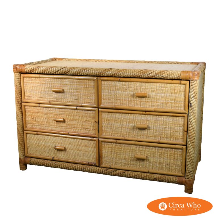 Twisted Rattan and Cane Double Dresser Attributed to Bielecky Brothers