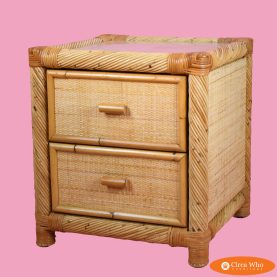 Twisted Rattan and Cane Nightstand Attributed to Bielecky Brothers